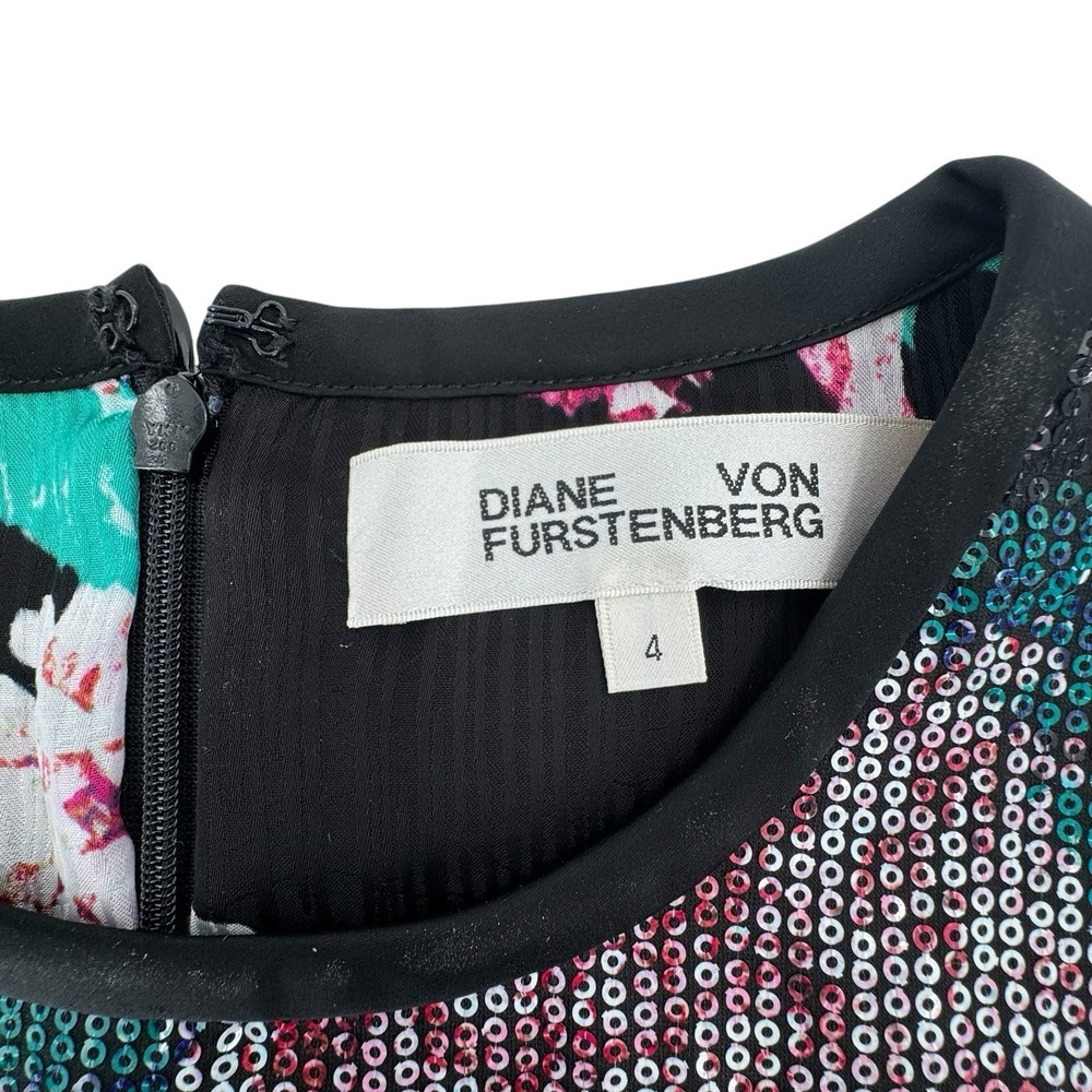 Diane Von Furstenberg Sequined‎ Fitted Midi Dress Fully Lined Sz 4 (Retail $998) - Picture 3 of 11